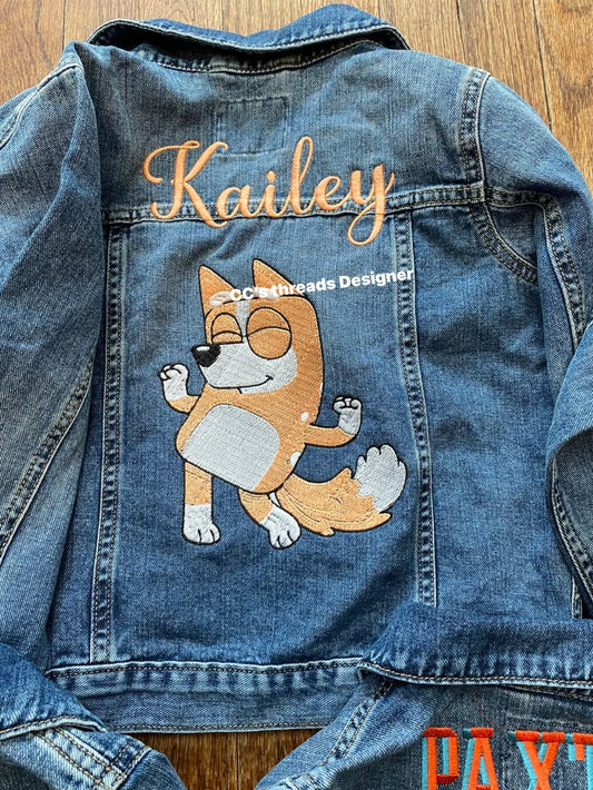 Custom Kids’ Denim Jacket with Embroidered Back Design and Name