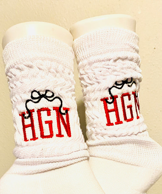 Embroidered slouch socks