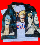 Custom Denim set with destress polyester patches